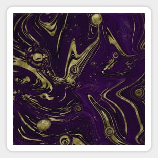 Gold Faux Glitter & Violet Purple Marble Abstract Art Magnet